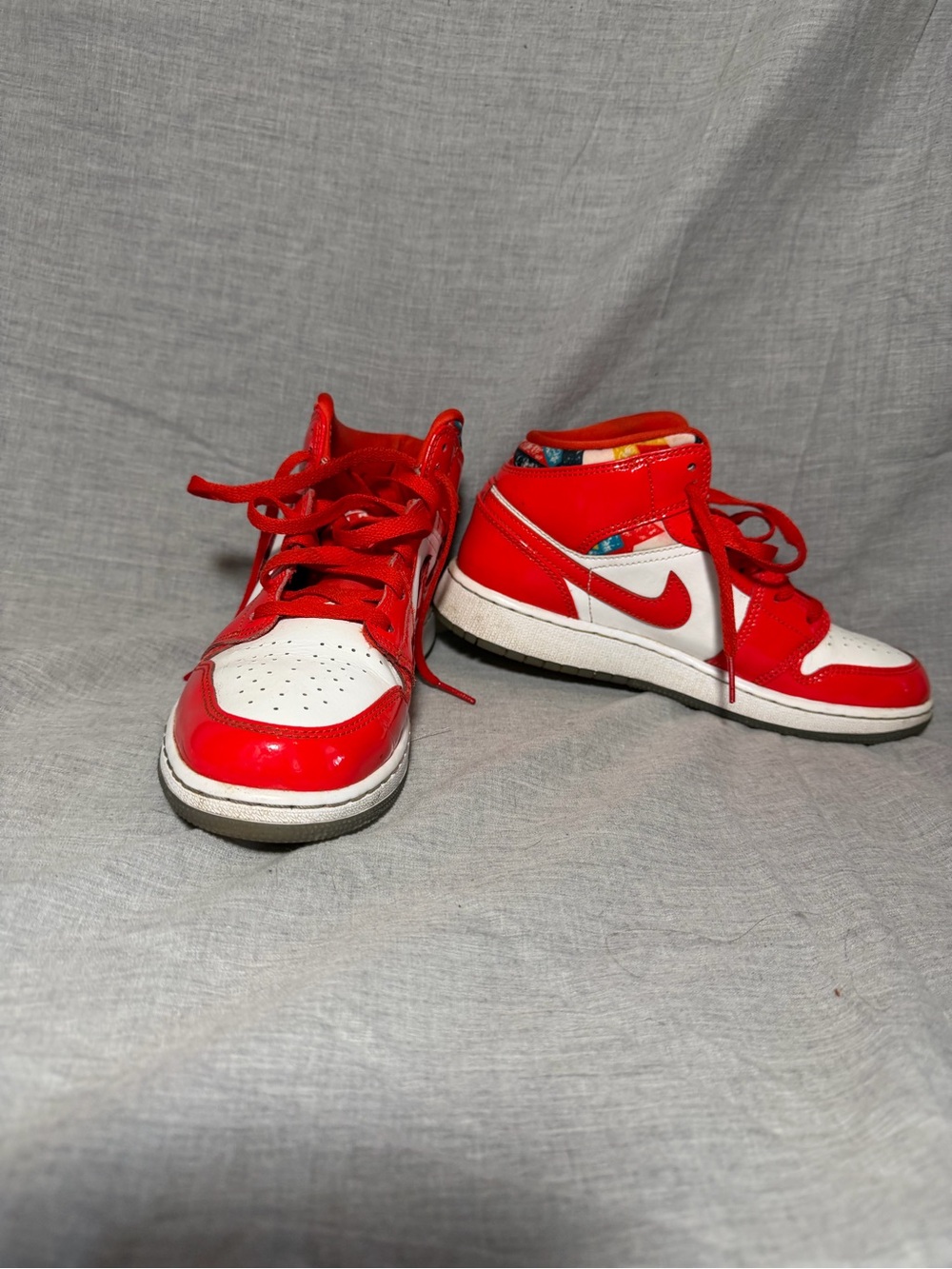 Nike Red and White High-Top Sneakers